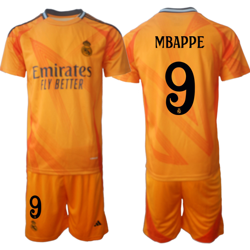Men 2024-2025 Club Real Madrid away orange #9 Soccer Jersey->customized soccer jersey->Custom Jersey